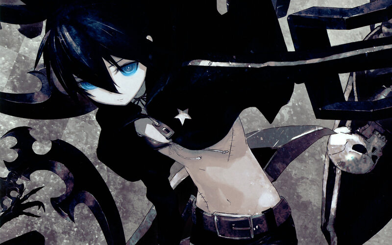 Anime Character with Blue Eyes — Black, Dark, Dramatic