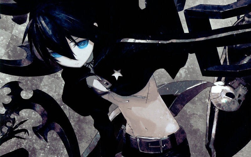 Anime Character with Blue Eyes — Black, Dark