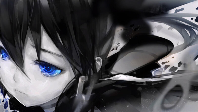 Anime Character with Blue Eyes — Black, Dramatic, Black Hair, Blue Eyes