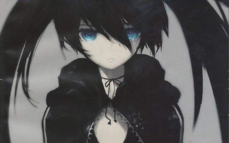 Anime Character with Blue Eyes — Black, Dramatic, Black Hair, Hoodie