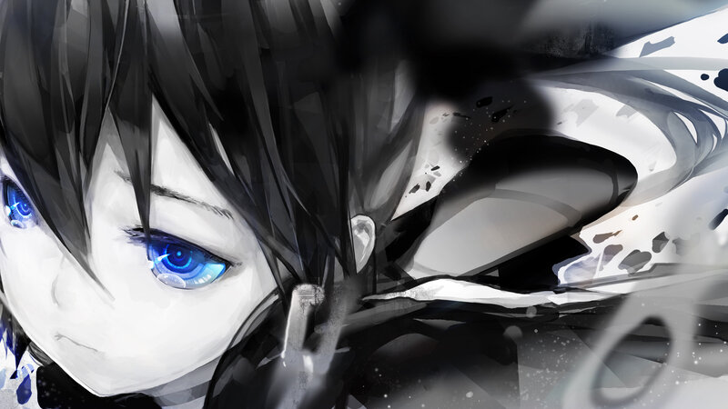 Anime Character with Blue Eyes — Black, Dramatic, Digital Art, Blue Eyes, Black Hair, White Cloak