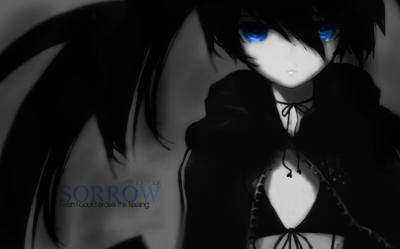 Anime Character with Blue Eyes — Black, Dramatic, Digital Art, Blue Eyes