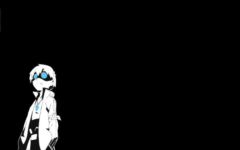 Anime Character with Blue Eyes — Black, Dramatic, Glasses