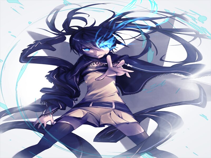 Anime Character with Blue Eyes — Black, Dramatic, Long Hair