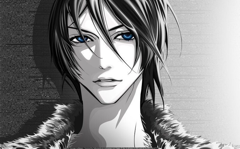 Anime Character with Blue Eyes — Black, Dramatic, Manga, Fur Collar