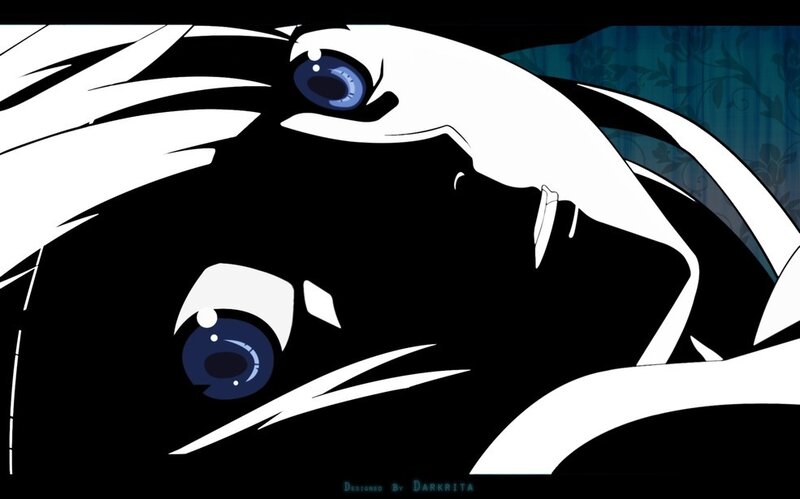 Anime Character with Blue Eyes — Black, Dramatic, Manga