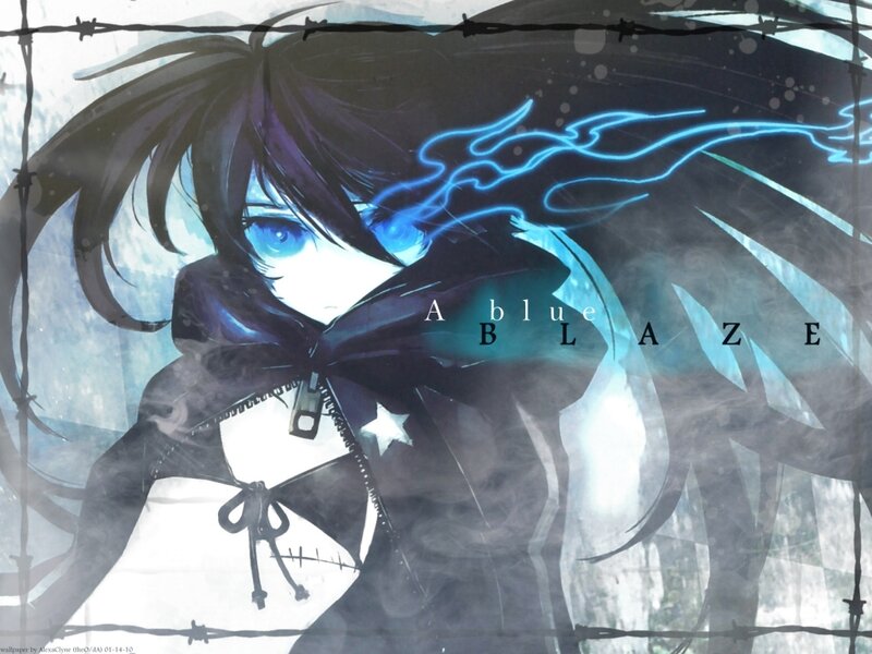 Anime Character with Blue Eyes — Black, Dramatic