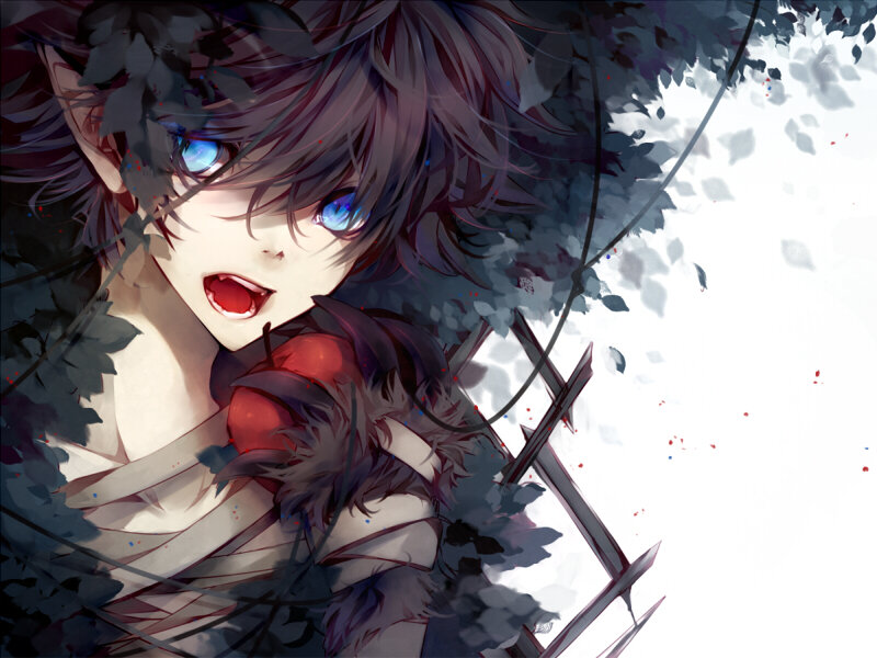 Anime Character with Blue Eyes — Black