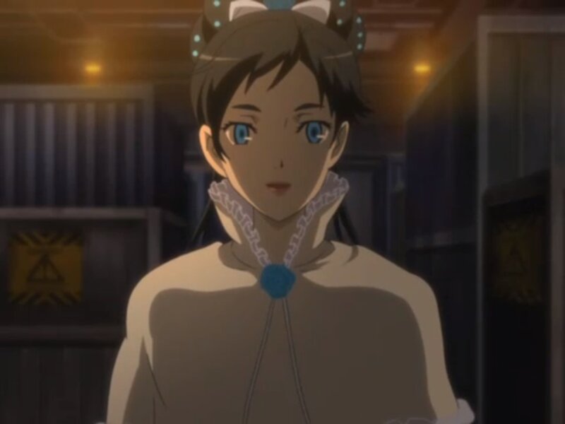Anime Character with Blue Eyes — Brown, Dramatic, Night