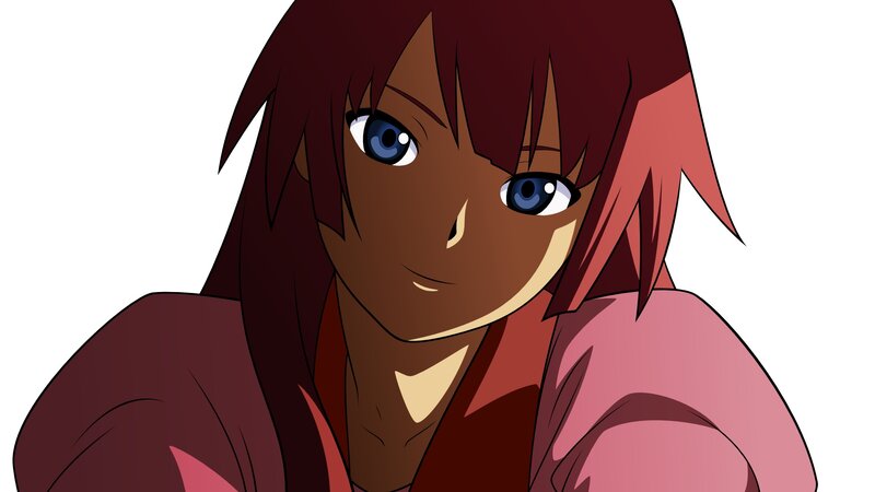Anime Character with Blue Eyes — Brown, Neutral