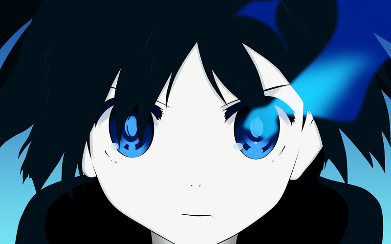 Anime Character with Blue Eyes — Dramatic, Blue Eyes, Black Hair, White Face