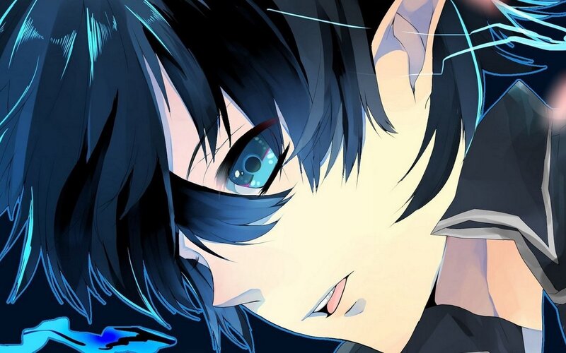 Anime Character with Blue Eyes — Dramatic, Blue Hair