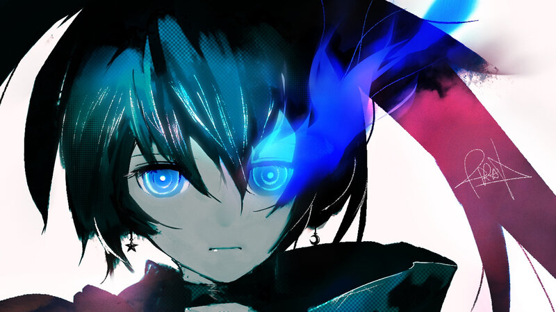 Anime Character with Blue Eyes — Dramatic, Digital Art, Blue Eyes, Black Hair