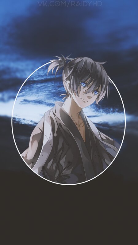 Anime Character with Blue Eyes — Dramatic, Night, Dark Sky