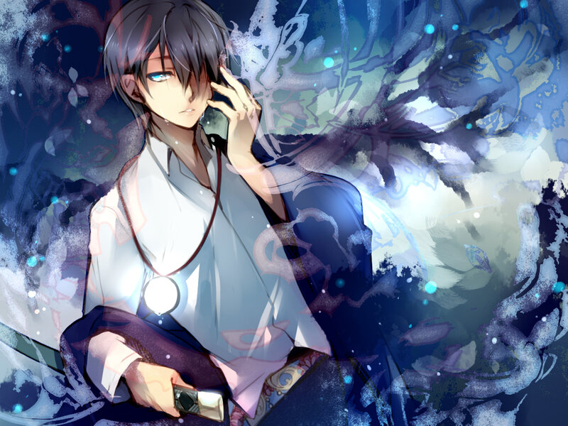 Anime Character with Blue Eyes — Dramatic, Night, Digital Art