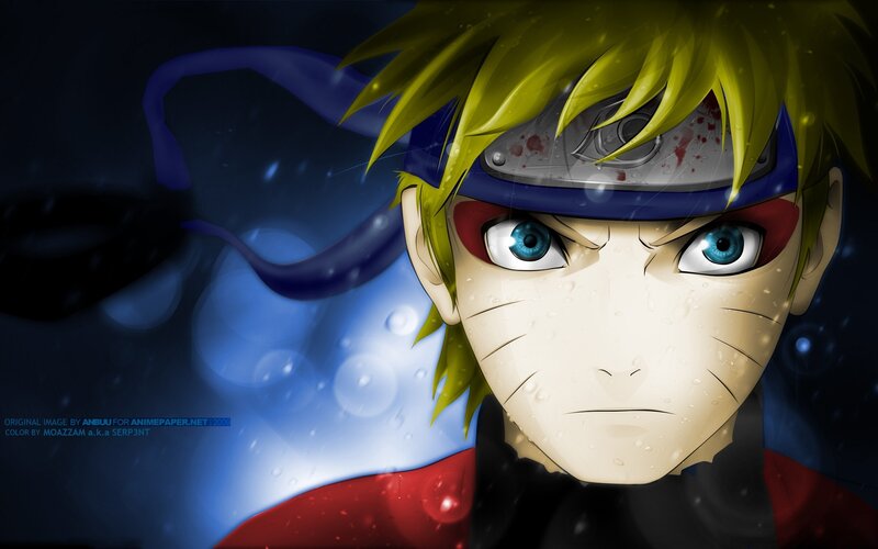 Anime Character with Blue Eyes — Dramatic, Night, Headband