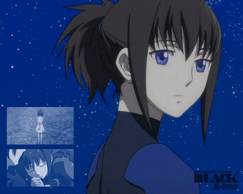 Anime Character with Blue Eyes — Dramatic, Night, Starry Sky