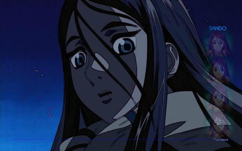 Anime Character with Blue Eyes — Dramatic, Night, Stars