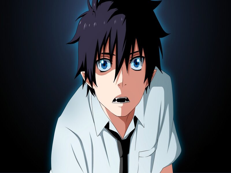 Anime Character with Blue Eyes — Dramatic, White Shirt