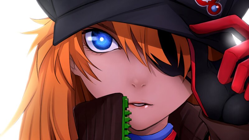 Anime Character with Blue Eyes — Orange, Dramatic