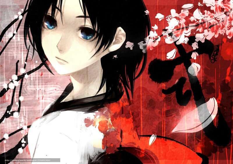 Anime Character with Blue Eyes — Red, Dramatic, Spring