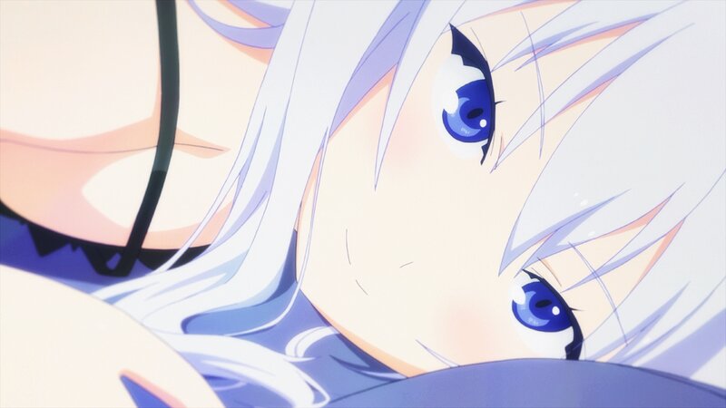 Anime Character with Blue Eyes — White, Calm