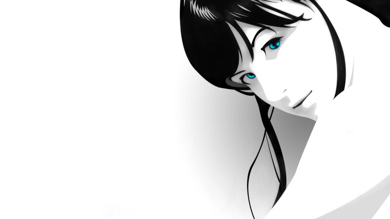 Anime Character with Blue Eyes — White, Dramatic, Manga