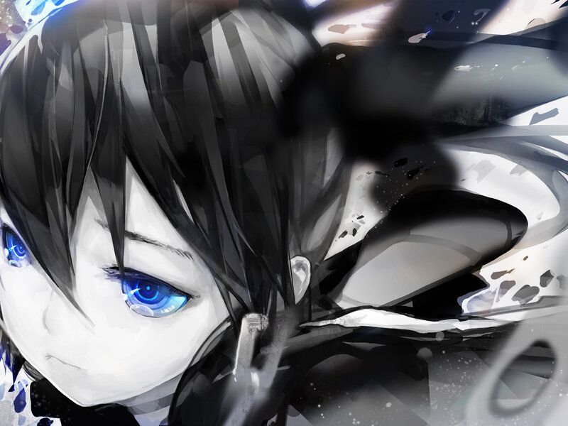Anime Character with Blue Eyes — White, Dramatic