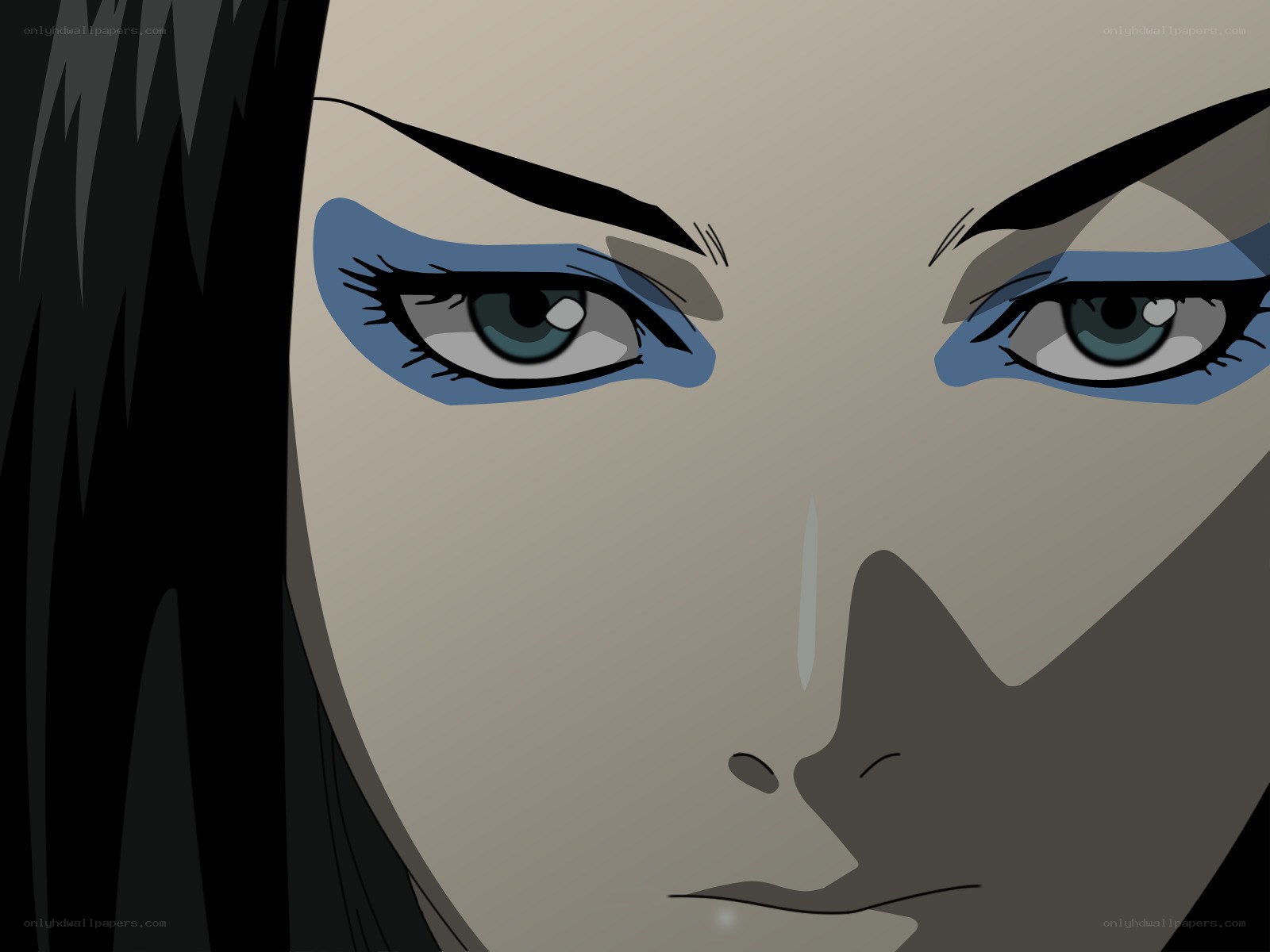 anime character with blue eyeshadow