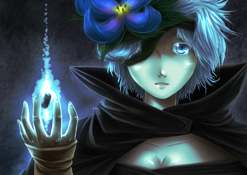 Anime Character with Blue Flower