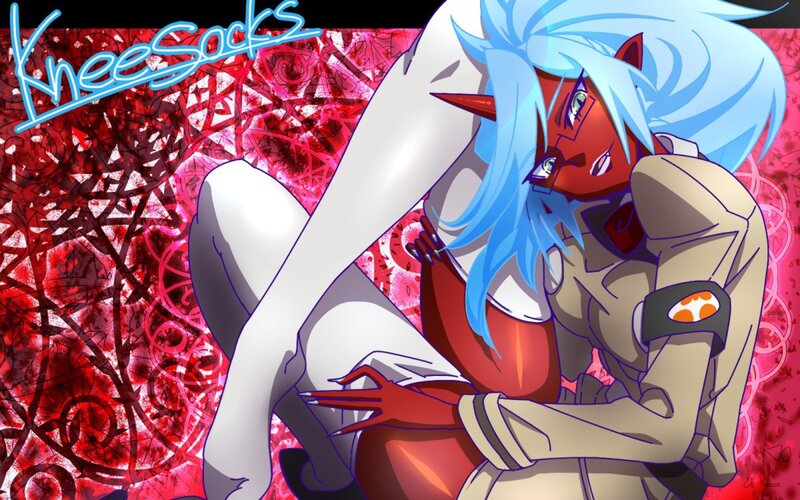anime character with blue hair