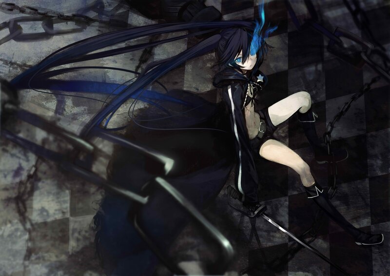 anime character with blue hair