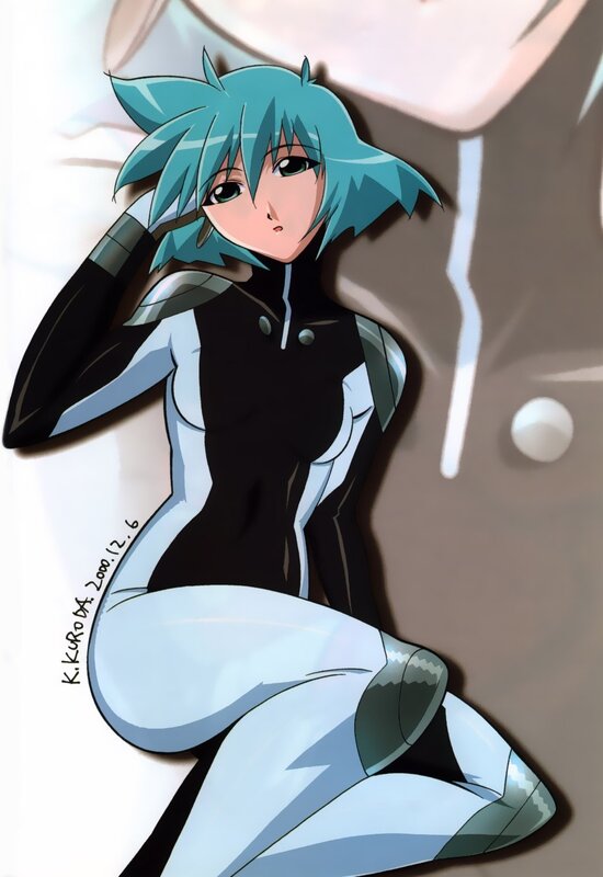 anime character with blue hair
