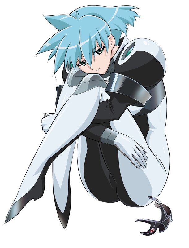 anime character with blue hair