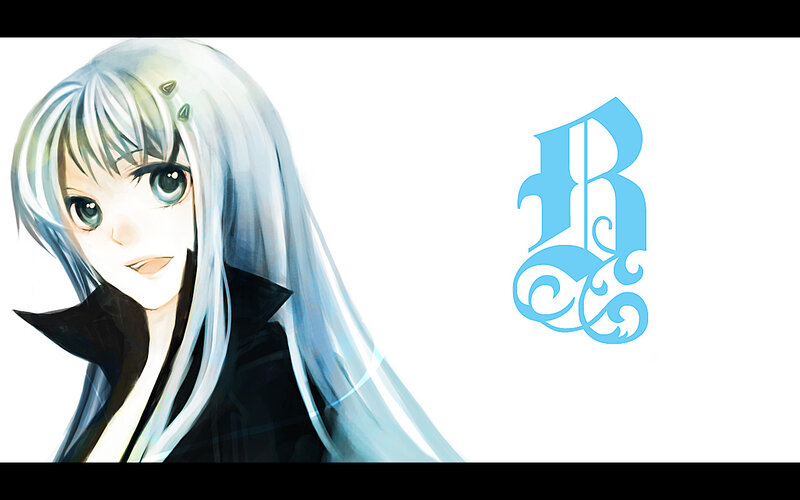 anime character with blue hair