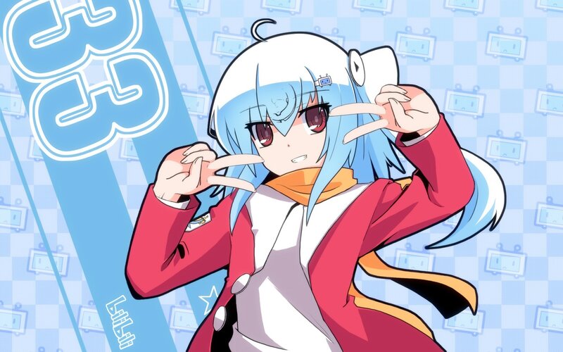 anime character with blue hair