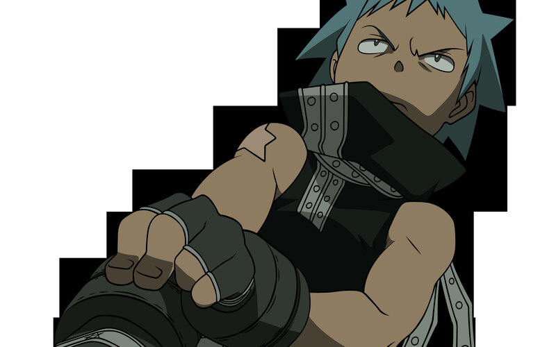 anime character with blue hair