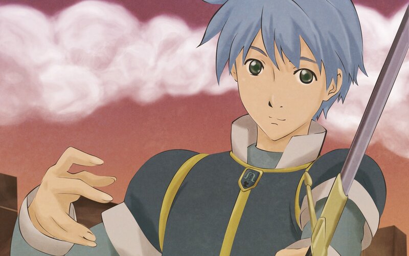 anime character with blue hair