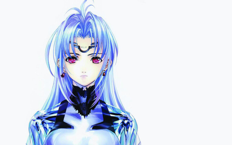 anime character with blue hair