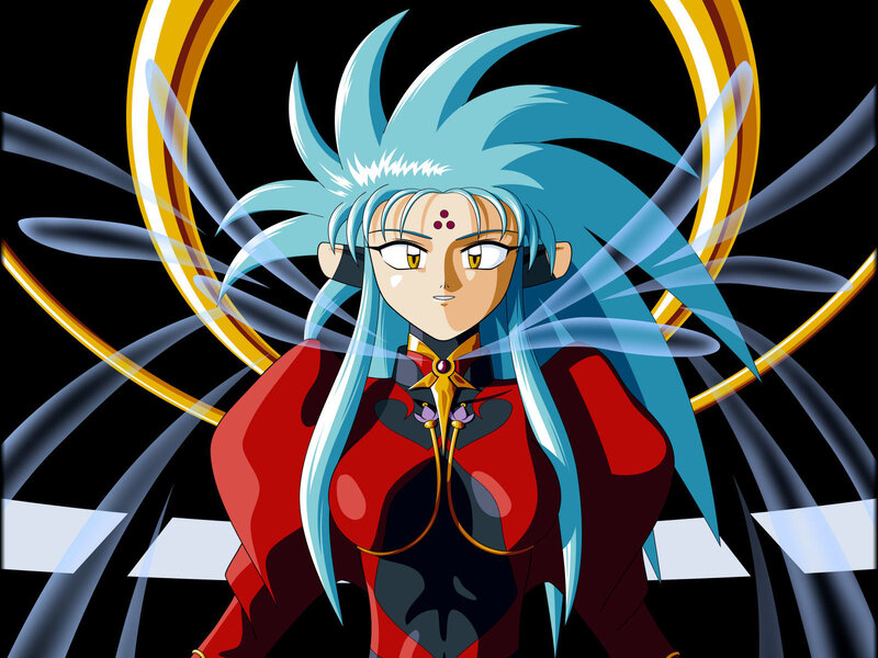 anime character with blue hair