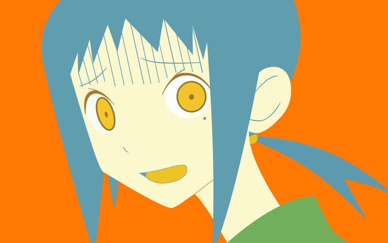 anime character with blue hair