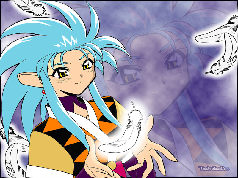 anime character with blue hair
