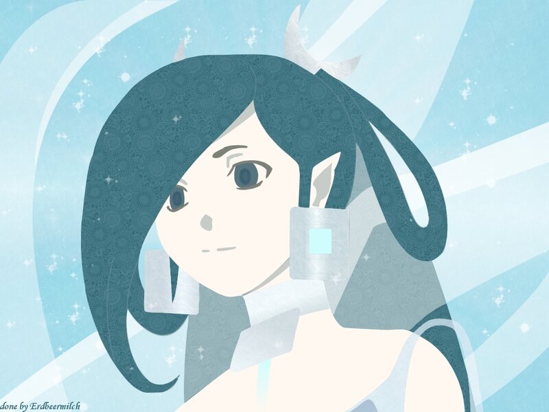 anime character with blue hair