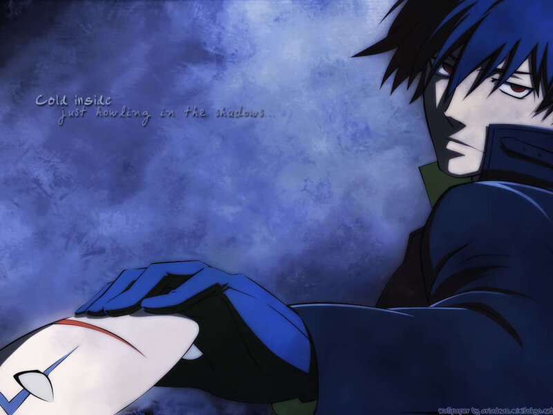 anime character with blue hair