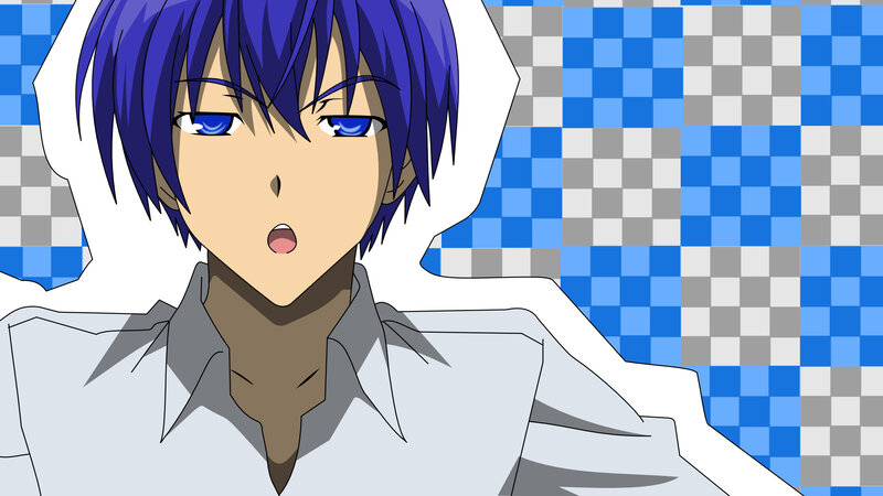 anime character with blue hair