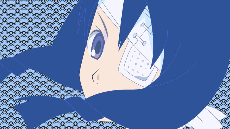 anime character with blue hair