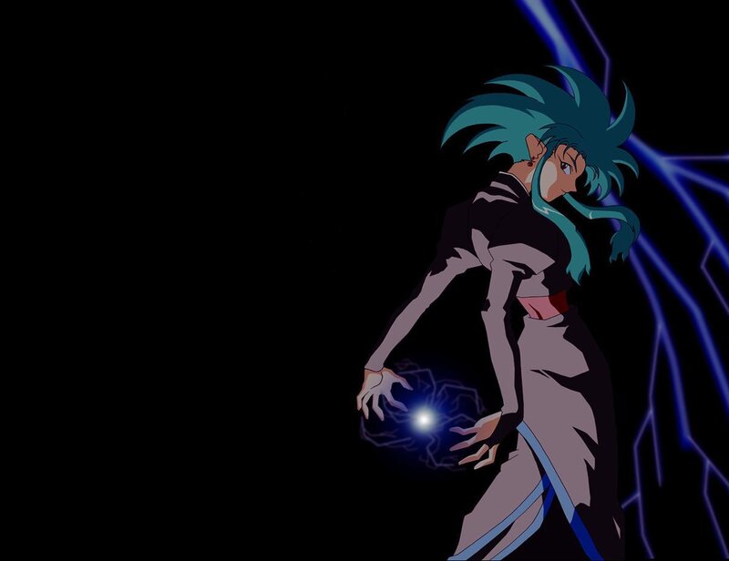 anime character with blue hair