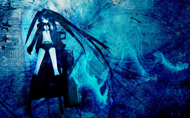 anime character with blue hair
