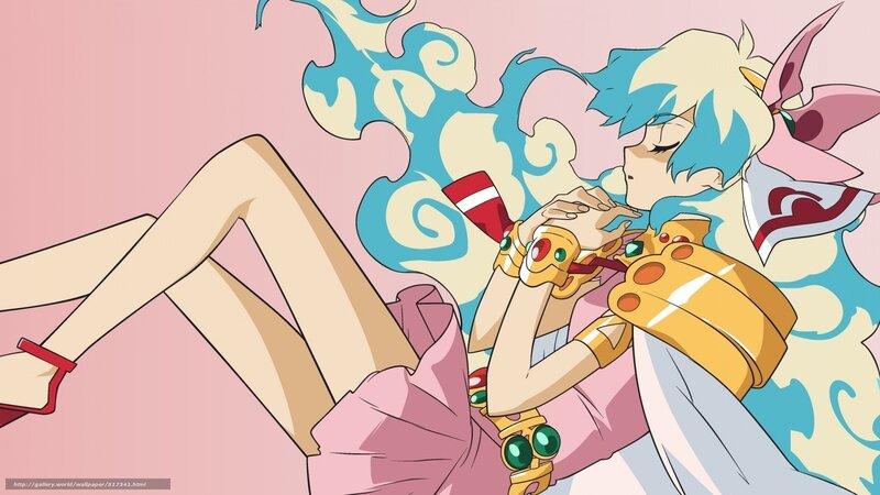 anime character with blue hair