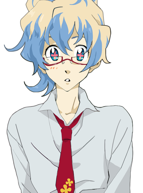 anime character with blue hair
